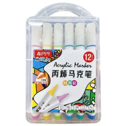 Набір акрилових скетчмаркерів на12 кольорів з круглим наконечником, у пластиковому контейнері, ТМ J.Otten