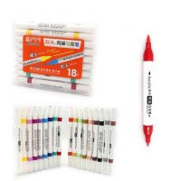 Набір акрилових двосторонніх скетчмаркерів на 18 кольорів з круглим наконечником м'який+твердий, у пластиковому контейнері, ТМ J.Otten