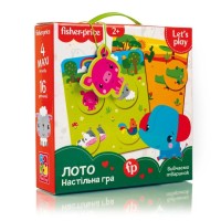 Гра настільна «Лото. Вивчаємо тваринок» з 4 карток та 16 фішок, у коробці 21,5х6х21,5 см, ТМ Vlady Toys