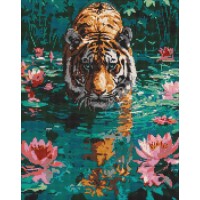 Набір з алмазною мозаїкою «Тигр на полюванні» 40х50 см, ТМ Ідейка