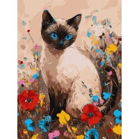 Картина за номерами «Кішечка у квітах» 30х40 см, ТМ Ідейка