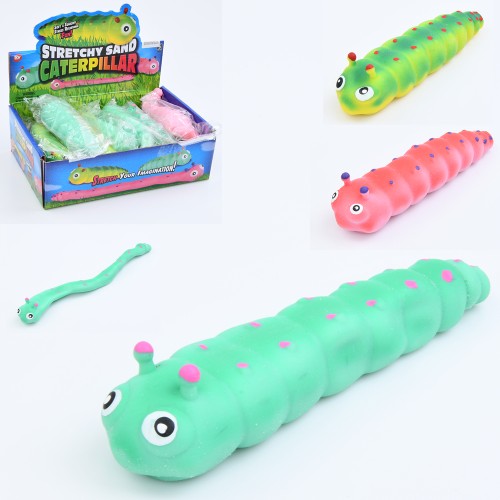 Антистрес «Гусінь» 15 см тягнеться, в асортименті, у пакеті, 12 шт у дисплеї 24,5х7х17 см