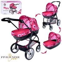 Візочок для ляльки 39х65х67 см 2 в 1 металевий з люлькою-переноскою та регульованою ручкою, у коробці 56х35х22 см