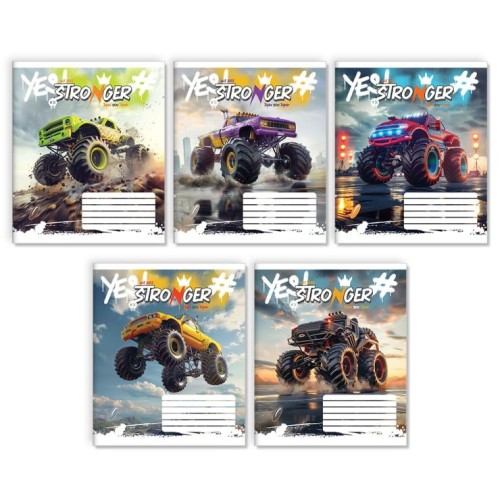 Зошит на 12 аркушів у лінію «Монстр-трак» № 0155, Пір'їнка