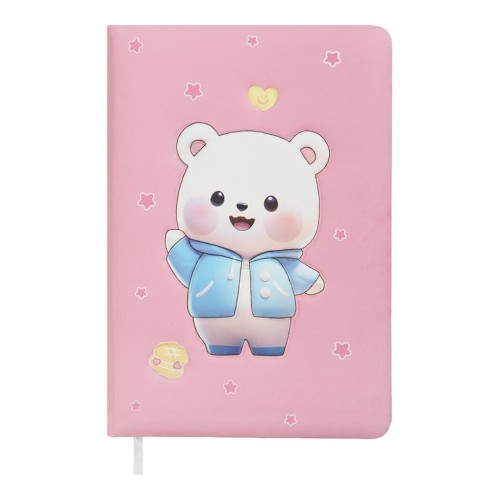 Блокнот «BEAR» 15,5х11 см на 80 аркушів у лінію з обкладинкою Soft PU, рожевийвий, KIDS Line