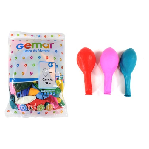 Кульки повітряні 30 см стандартні червоні, 100 шт. в упаковці, Gemar