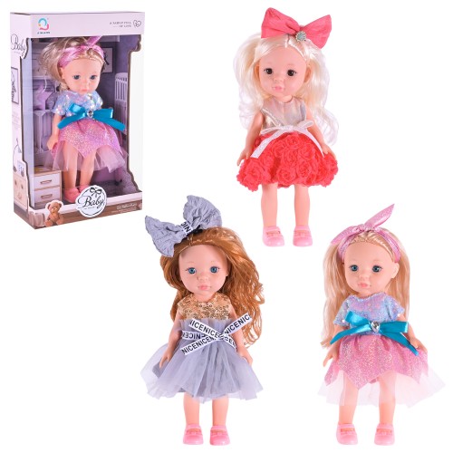 Лялька 26 см зі скляними очима, в асортименті, у коробці 30х8х18 см