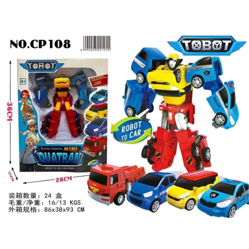 Трансформер «Tobot» з 4 машинок , у коробці 36х11х28 см