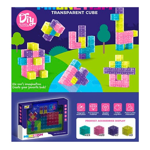 Конструктор «Кубики» магнітний на 45 деталей, у коробці 30х22х4,5 см