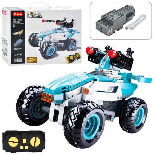Конструктор «Позашляховик» 18 см на 268 деталей р/к на акумуляторі 2.4G з USB, стріляє, у коробці 38х28х10 см, SLUBAN