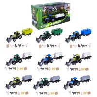 Трактор з причепом інерційний з фігурками тварин, в асортименті, у коробці 29х11,5х15 см