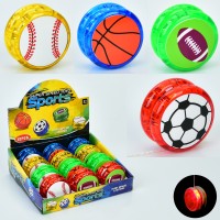 Йо-йо «Спортивний м'яч» зі світлом, на батарейці, в асортименті, 12 шт в дисплеї 19х17х6 см.
