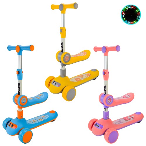 Самокат 3-х колісний 3 в 1 складний з колесами PU зі світлом, в асортименті, у пакеті