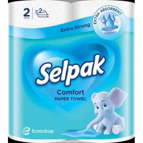 Рушники паперові «Comfort» кухонні по 2 шт в упаковці, намотка 11,5 м, білі, SELPAK