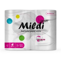 Папір туалетний «Mildi Smart» по 4 рулони на гільзі двошаровий, намотка 11,5 м, білий, Кокавинка