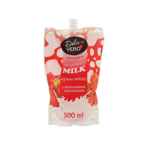 Крем-мило «STRAWBERRY MILK» дойпак 500 мл, ТМ Dolce Vero