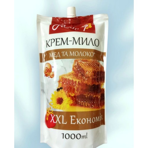 Крем-мило «Мед та молоко» дойпак 1000 мл, ТМ Нектар