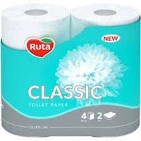 Папір туалетний «Classic» 2-шаровий по 4 рулонив упаковці, намотка 18,7 м, ТМ Ruta