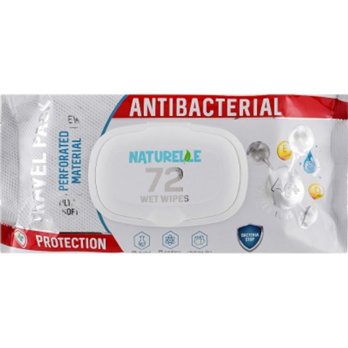 Серветки вологі «NATURELLE» антибактеріальні з D-пантенолом, іонами срібла та вітаміном Е, 72 шт в упаковці