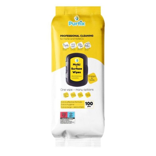 Серветки вологі універсальні господарські для прибирання, 100 шт, ТМ Purfix