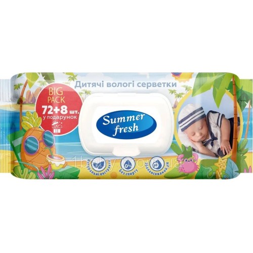 Вологі серветки «Summer Fresh ромашка» дитячі 80 шт.