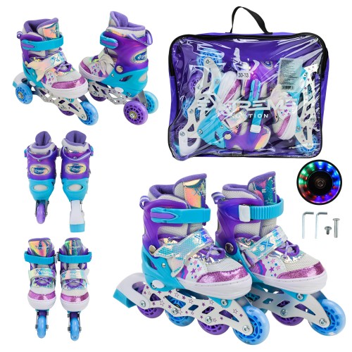 Ролики розміром 30-33 з колесами PU, світяться, у сумці 38х7х31 см