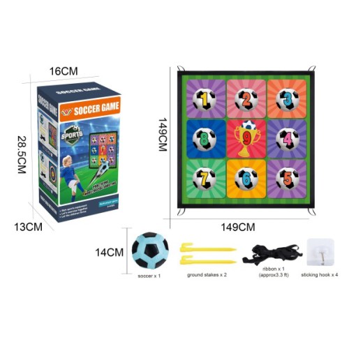 Футбольні ворота 149х149 см для тренувань влучності та м'який м'яч 13 см, гачки, у коробці 16х28,5х13 см.
