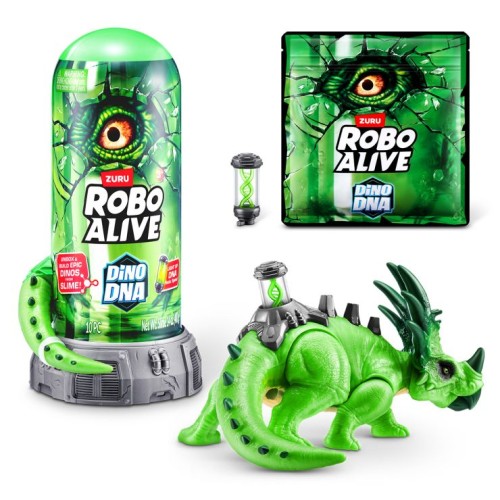 Інтерактивний ігровий набір ROBO ALIVE S1 «ДНК Стіракозавра» 11х14х9 см зі світлом, на батарейці, у колбі 10х10х21 см