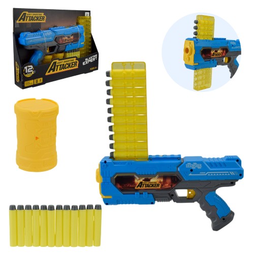 Іграшковий бластер 33 см та 12 поролонових снарядів, на планшетці 37,5х5,8х26 см