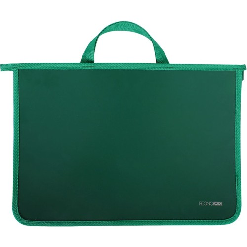 Портфель пластиковий А4 на блискавці на 2 відділення, зелений, ТМ Economix