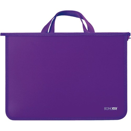Портфель пластиковий А4 на блискавці на 2 відділення, бузковий, ТМ Economix
