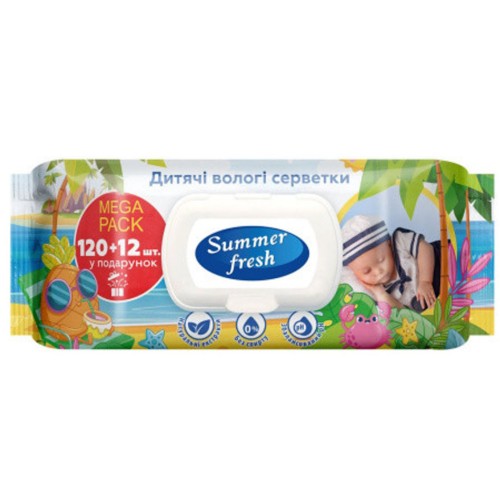 Вологі серветки «Summer Fresh» дитячі 120 шт в упаковці