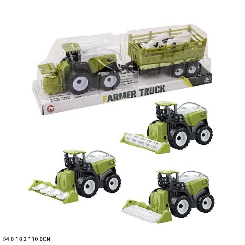 Комбайн з причепом та 2 фігурками, в асортименті, під слюдою 34х8х10 см