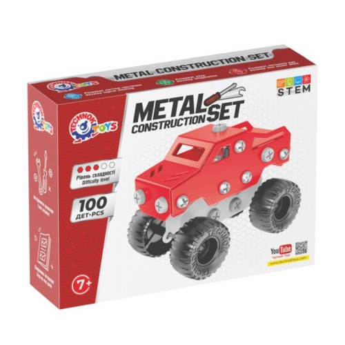 Конструктор металевий «Позашляховик» на 100 деталей, у коробці 17х13х4 см, ТМ Технок