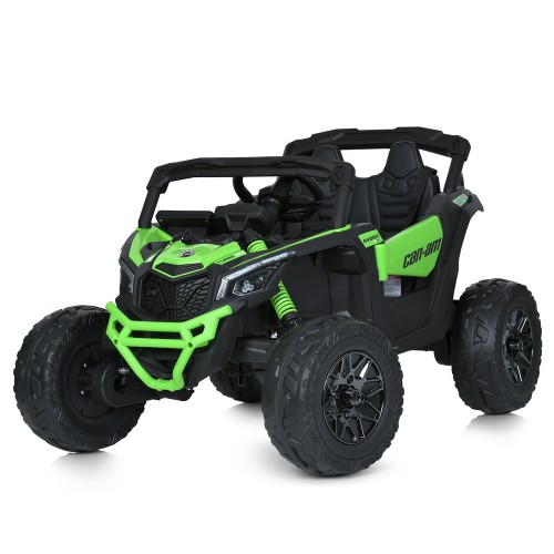 Джип 4 мотори по 200W, 1 акумулятор 24 V 7 AH, колеса з EVA, шкіряне сидіння, зелений