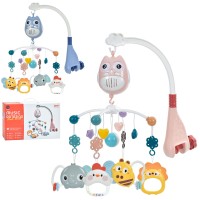 Карусель на ліжечко з підвісками музична з кнопками гучності, на батарейках, в асортименті, у коробці 37х25х6,5 см