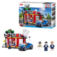 Конструктор «Автомагазин» на 302 деталі з машинкою та фігурками, у коробці 38х28,5х8 см, SLUBAN