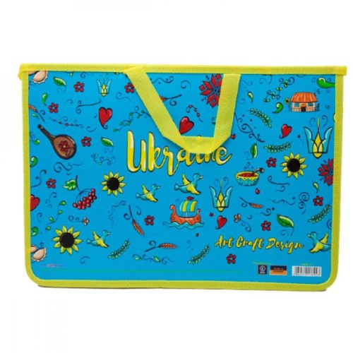 Папка-портфель «Art Craft Design» А4 пластиковий на блискавці з тканинними ручками