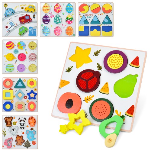 Пазли дерев`яні: рамка та вкладиші, в асотименті, у пакеті 22,5х22,5х2 см