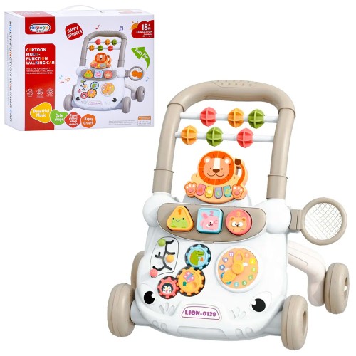 Ходунки-каталка з ігровою панеллю, шестернями, годинником, сортером, лабіринтом, рухомими деталями, піаніно з музикою, на батарейці, у коробці 37х12х33,5 см