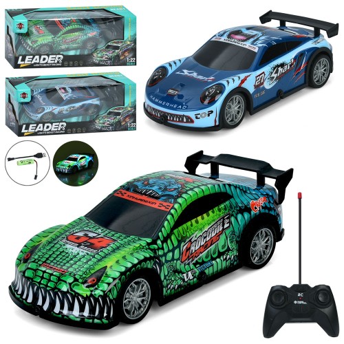 Машина 19 см 1:22 р/к на акумуляторі зі світлом, USB та корпусом не б'ється, в асортименті, у коробці 27,5х11х12,5 см.