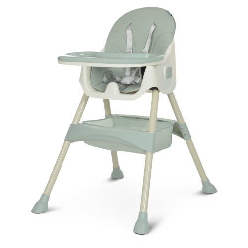 Стільчик для годування 95х76х61 см складаний з 5-ти точковим ременем, сидіння з екошкіри, оливковий, у коробці