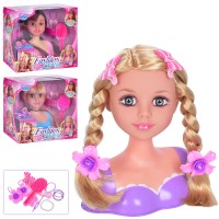 Манекен для зачісок 18 см з гребінцем, шпильками, гумками для волосся, у коробці 30х26х13 см