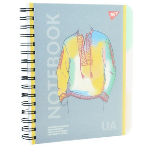 Зошит з роздільниками А5 на 144 аркуші у клітинку на спіралі збоку з пластиковою обкладинкою, ТМ YES