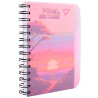 Зошит з роздільниками «Pixel nature» В6 на 144 аркуші у клітинку на спіралі збоку з пластиковою обкладинкою, ТМ YES