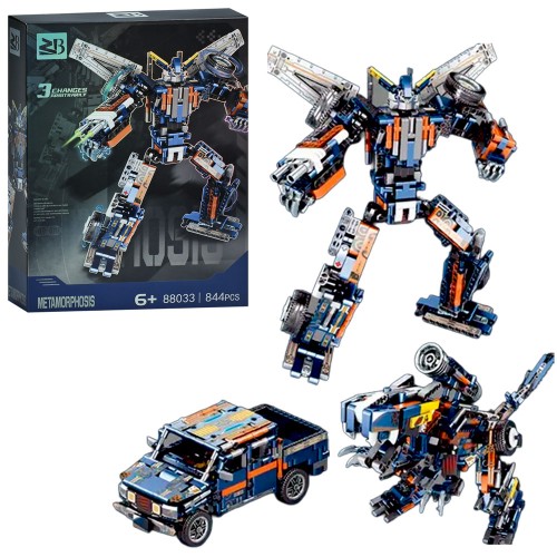 Конструктор «Робот-динозавр-машина» 3 в 1 на 844 деталі, у коробці 29,5x40,5x9,5 см