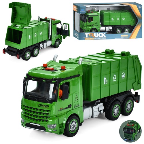 Сміттєвоз 31 см інерційний зі звуком, світлом та рухомими деталями, на батарейці, у коробці 37х19,5х12 см