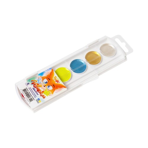 Фарби акварельні на 6 кольорів перламутрові та флуоресцентні без пензлика, RUDIX