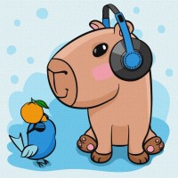 Картина за номерами «Капібара в навушниках» 30х30 см, ТМ Ідейка