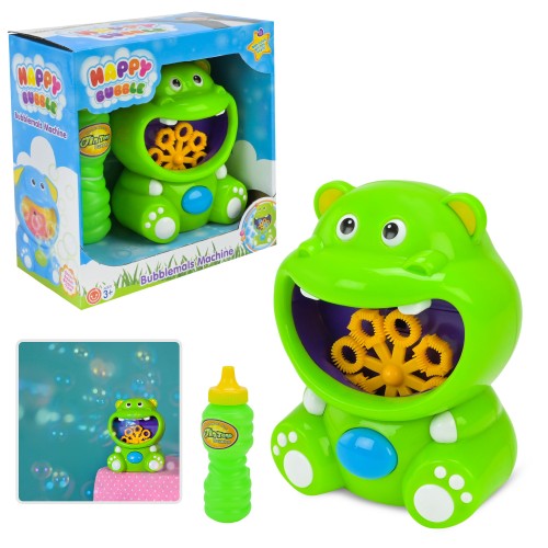 Мильні бульбашки «Бегемотик» 24х25 см з запаскою, на батаейці, у коробці 27х26х6 см